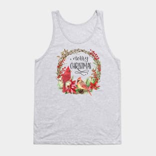 Cardinal Christmas Wreath A2 Tank Top